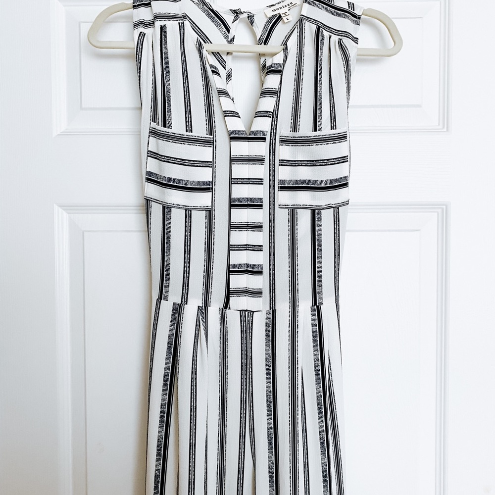 Monteau Black and White Striped Jumpsuit